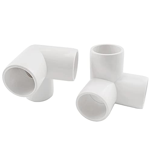 MARRTEUM 3/4 Inch 3 Way PVC Fitting Furniture Grade Pipe Corner Elbow for Greenhouse Shed / Tent Connection / Garden Support Structure / Storage Frame [Pack of 6]