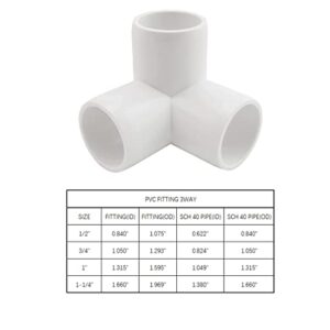 MARRTEUM 3/4 Inch 3 Way PVC Fitting Furniture Grade Pipe Corner Elbow for Greenhouse Shed / Tent Connection / Garden Support Structure / Storage Frame [Pack of 6]