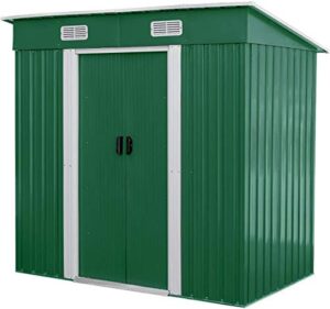 bahom metal outdoor storage shed 6x3.5 ft, tool shed storage house with sliding door, garden tools organizer with vent, for bike, garbage station, utility, lawn backyard, patio, two packages