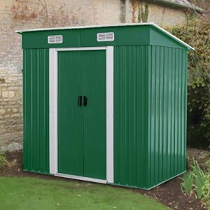 BAHOM Metal Outdoor Storage Shed 6X3.5 FT, Tool Shed Storage House with Sliding Door, Garden Tools Organizer with Vent, for Bike, Garbage Station, Utility, Lawn Backyard, Patio, Two Packages