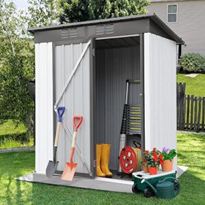 5ft x 3ft Outdoor Metal Storage Shed，Sun Protection, Waterproof Tool Storage Shed for Backyard, Patio, Lawn (Gray)