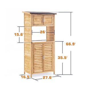 MCombo Outdoor Wood Storage Cabinet, Sheds & Outdoor Storage, Garden Shed Tool Sheds with Potting Bench for Backyard, 1111