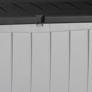 Keter Novel Plastic Deck Storage Container Box Outdoor Patio Garden Furniture 90 Gal, Black/Gray