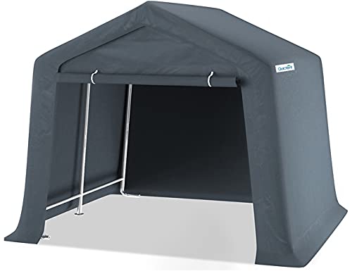 Quictent 7x12 ft Heavy Duty Storage Shelter Portable Garage Shelter Outdoor Storage Tent for Patio Furniture, Lawn Mower, and Bike Storage-Dark Gray