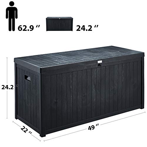 AVAWING Large Deck Box, Outdoor Storage Container with 120 Gallon, Patio Garden Furniture for Garden Tools, Pillows, Pool Toys, Black