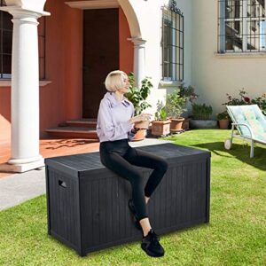 AVAWING Large Deck Box, Outdoor Storage Container with 120 Gallon, Patio Garden Furniture for Garden Tools, Pillows, Pool Toys, Black