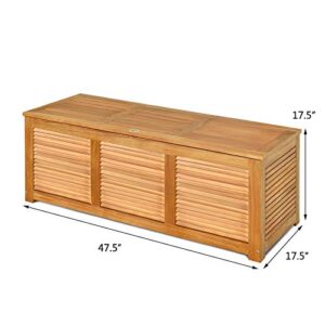 Tangkula 47 Gallon Acacia Wood Deck Box, Garden Backyard Storage Bench, Outdoor Storage Container for Patio Furniture Cushions and Gardening Tools (Natural)