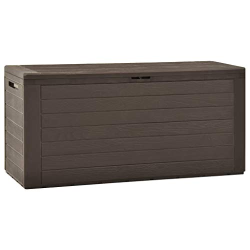 YEZIYIYFOB 76.6 Gallon Garden Storage Deck Box, Waterproof Plastic Garden Container Cabinet Tool for Patio, Lawn, Poolside, Backyard Outdoor Brown 45.7"x17.3"x21.7"