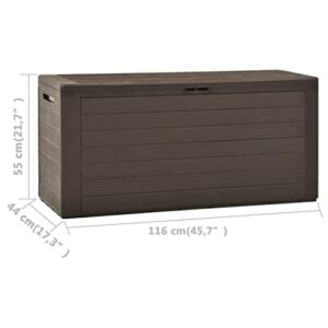 YEZIYIYFOB 76.6 Gallon Garden Storage Deck Box, Waterproof Plastic Garden Container Cabinet Tool for Patio, Lawn, Poolside, Backyard Outdoor Brown 45.7"x17.3"x21.7"