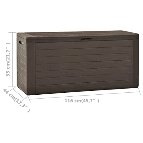 YEZIYIYFOB 76.6 Gallon Garden Storage Deck Box, Waterproof Plastic Garden Container Cabinet Tool for Patio, Lawn, Poolside, Backyard Outdoor Brown 45.7"x17.3"x21.7"