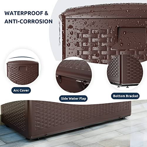 UDPATIO Deck Box Resin 73 Gallon, Outdoor Storage Box w/ Bottom Bracket and Padlock, Waterproof for Pool Supplies, Toys, Garden Tools, Cushions and Patio Furniture, Weather and UV Resistant Porch Bin, Brown