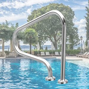 antourlamm 1pcs swimming pool handrail, easy-to-install handrails, 304 stainless steel hand grab rail, for garden backyard pools, with complete mounting accessories