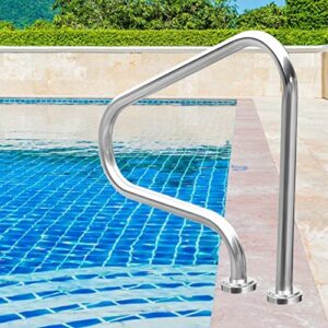 antourlamm stainless steel handrail 1pcs swimming pool handrails, easy-to-install hand grab rail for inground pool entry, for garden backyard water parks