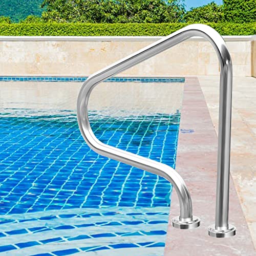 Antourlamm Stainless Steel Handrail 1PCS Swimming Pool Handrails, Easy-to-Install Hand Grab Rail for Inground Pool Entry, for Garden Backyard Water Parks