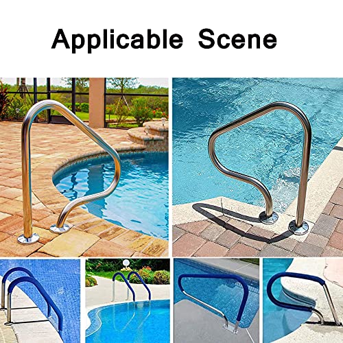 BTZHY Swimming Pool Handrails, 304 Stainless Steel Spa Handrail, Pool Rail w/Breathable Armrest Cover for Garden Backyard Pools Easy to Install (1PCS)