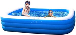 kiddie swimming pool extra large family size – 120″ x 72″ x 22″ inflatable family lounge above ground swim center large size 305cm perfect for summer outdoor backyard porch garden water party