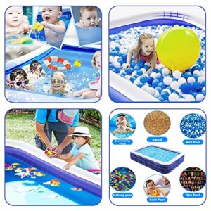 Inflatable Swimming Pool Full-Sized Pools Above Ground for Girls/Boys Garden Backyard Outdoor Swim Center Water Party Family Pool Royal Blue,100"x72"x22" Summer Water Party(No Pump)