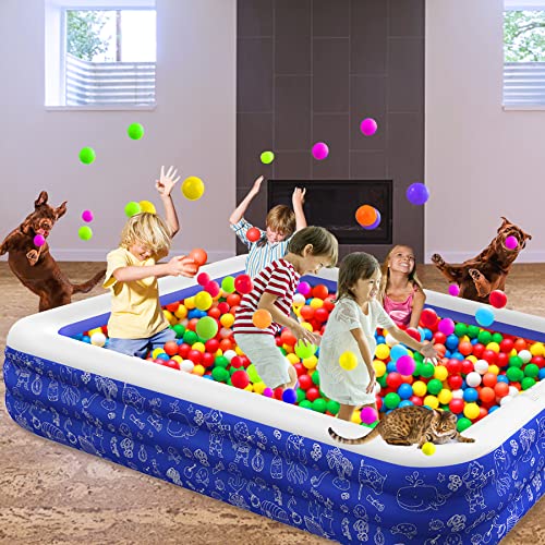 Inflatable Swimming Pool Full-Sized Pools Above Ground for Girls/Boys Garden Backyard Outdoor Swim Center Water Party Family Pool Royal Blue,100"x72"x22" Summer Water Party(No Pump)