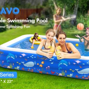 FUNAVO Inflatable Pool, 101" X71" X22" Blow Up Swimming Pools for Kids, Toddlers, Infant, and Adults, Full-Sized Family Kiddie Pool for Ages 3+, Outdoor, Garden, Backyard, Summer Water Party