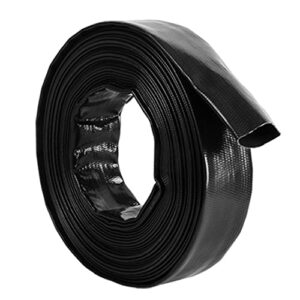 d-weixin heavy duty 2″ × 50 ft pool backwash hose, multi-purpose pump reinforced pvc lay flat water discharge hose, chemical and weather resistant – drain clean swimming pools & filters, black