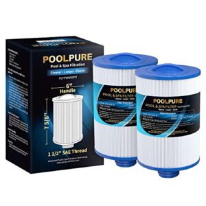 poolpure replacement for spa filter pww50p3(1 1/2″ coarse thread), unicel 6ch-940, 817-0050, filbur fc-0359, 25252, 378902, 03fil1400, 45 sq.ft screw in hot tub filter,l x od:7 5/8″x 6″ 2 pack