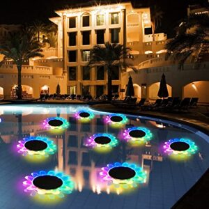 6.3" Magic RGB Color LED Floating Pool Lights IP68 Waterproof Solar Pond Light with Remote Flower Night Lights for Swimming Pool Party Decorations, Pond, Garden (2Packs)