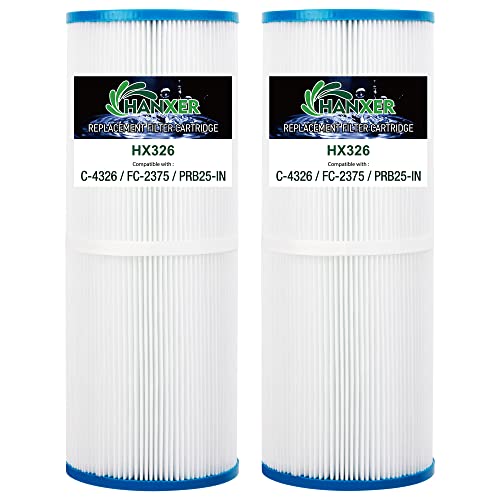 HANXER C-4326 Spa Filter Cartridge Replaces for PRB25-IN, 413-106, Filbur FC-2375, R173429, 3005845, 17-2327, 100586, 33521, 25392, 817-2500, Darlly 42513 25 Sq.Ft Hot Tub Filter, 2 Pack