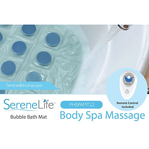 Portable Spa Bubble Bath Massager - Thermal Spa Waterproof Non-Slip Mat with Suction Cup Bottom, Motorized Air Pump & Adjustable Bubble Settings - Remote Control Included - Serenelife AZPHSPAMT22