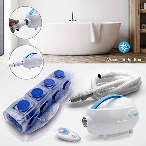 Portable Spa Bubble Bath Massager - Thermal Spa Waterproof Non-Slip Mat with Suction Cup Bottom, Motorized Air Pump & Adjustable Bubble Settings - Remote Control Included - Serenelife AZPHSPAMT22