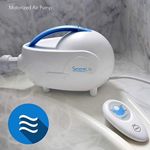 Portable Spa Bubble Bath Massager - Thermal Spa Waterproof Non-Slip Mat with Suction Cup Bottom, Motorized Air Pump & Adjustable Bubble Settings - Remote Control Included - Serenelife AZPHSPAMT22