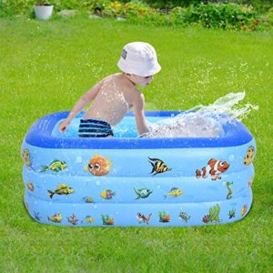 Inflatable Swimming Pool, 50”×30”×20”Family Full-Size Kiddie Pools, Inflatable Lounge Pool for Kiddie, Kids, Infant, Toddlers for Ages 1-3, Outdoor, Garden, Backyard