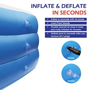 120" x 72" x 22" Inflatable Swimming Pool Family Full-Sized Inflatable Pools Wall Thickness 0.4mm Family Lounge Pool for Kids & Adults Oversized Kiddie Pool Outdoor Blow Up Pool for Backyard, Garden