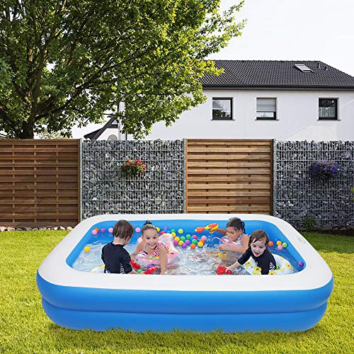 Inflatable Swimming Pool,Wall Thickness 0.3mm Full-Sized Family Kiddie Blow up Pool for Kids, Adults, Baby, Thick Wear-Resistant Big Above Ground, Garden, Backyard Water Party (102*70*22in)