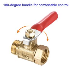 M METERXITY Pressure Valve - Irrigation Water Flow Control, Wrapped Handle Ball Valve, Apply to Outdoor/Garden/Swimming Pools(G1/4 Female x G1/4 Male, Brass)