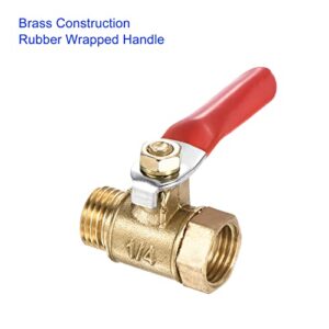 M METERXITY Pressure Valve - Irrigation Water Flow Control, Wrapped Handle Ball Valve, Apply to Outdoor/Garden/Swimming Pools(G1/4 Female x G1/4 Male, Brass)