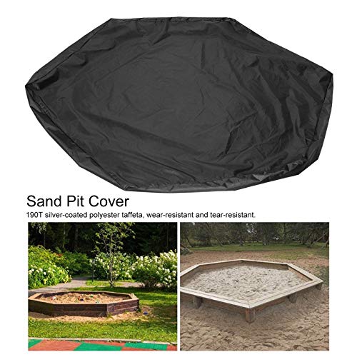 Sandboxes Sandpit Cover, Sandbox Cover With drawstring, Hexagonal Courtyard Multicolor Waterproof Children Toy Sand Pit Cover for Home Garden Outdoor Pool (black)