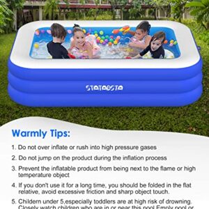 Inflatable Swimming Pool-for Kids & Adults, STATABSTA 120''x72''x22'' Above Ground Pool with Electric Air Pump Full-Sized Family Blow Up Kiddie Pool for Backyard, Garden Backyard Water Party