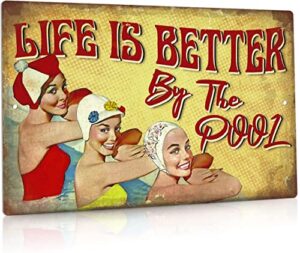 koop three beauties swim metal tin signs blfe is better vintage metal poster home swimming pool bathroom garden yard cafe wall decoration 8×12 inches