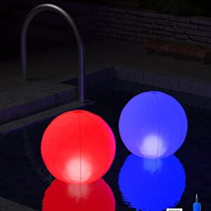 Jiaweida Solar Floating Pool Lights - Pack of 2 Solar Powered Color Changing 14-inch Balls - Float or Hang in Pool Garden Backyard Pond Party Decorations - Inflatable Wateproof RBG Lights