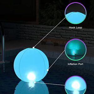 Jiaweida Solar Floating Pool Lights - Pack of 2 Solar Powered Color Changing 14-inch Balls - Float or Hang in Pool Garden Backyard Pond Party Decorations - Inflatable Wateproof RBG Lights