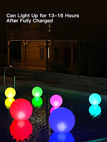 Jiaweida Solar Floating Pool Lights - Pack of 2 Solar Powered Color Changing 14-inch Balls - Float or Hang in Pool Garden Backyard Pond Party Decorations - Inflatable Wateproof RBG Lights