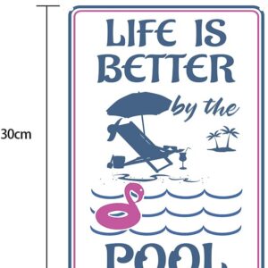 Life Is Better By The Pool 12" x 8" Funny Tin Sign Pool Decor