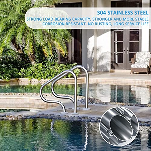 Antourlamm Swimming Pool Handrail 304 Stainless Steel Spa Handrail, Easy to Install Railing 1pcs, for Garden Backyard Pools 80x80cm/31.5" X 31.5"