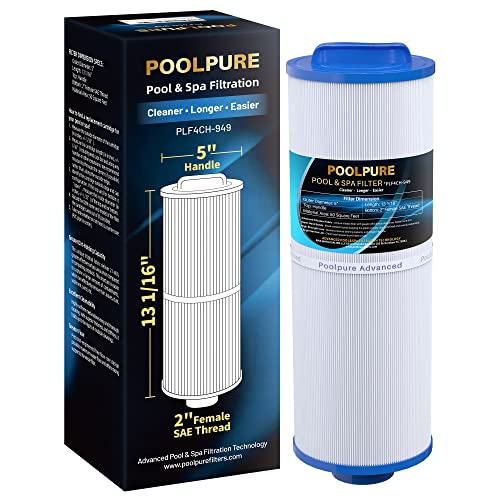 POOLPURE 4CH-949 Spa Filter Replaces Pleatco PWW50L, Filbur FC-0172, SD-01143, 817-4050, Rising Dragon 50, Waterway Teleweir 50 sqft Filter Cartridge 1 Pack