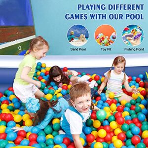 Inflatable Swimming Pool, Basketball Hook Family Full-Sized Inflatable Pools, 118" x 72" x 22" Blow Up Kiddie Pool for Kids, Adults, Babies, Toddlers, Outdoor, Garden, Backyard (Basketball Cartoon)