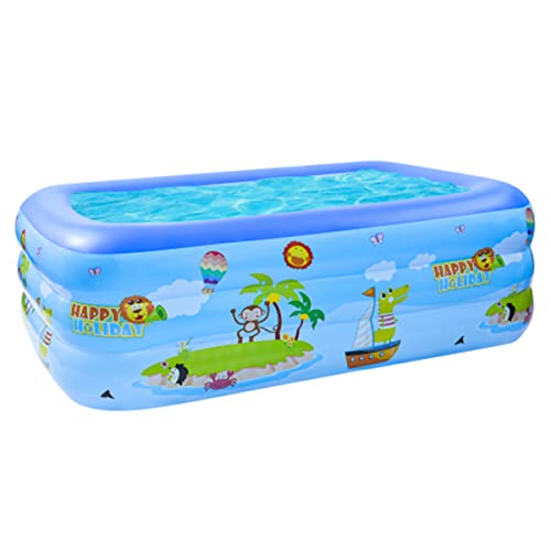Inflatable Swimming Pool Summer Blow Up Pools for Kids Garden Kiddie Pool for Family,82.60" W*55" D*25.50" H,Blue