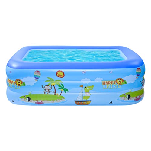 Inflatable Swimming Pool Summer Blow Up Pools for Kids Garden Kiddie Pool for Family,82.60" W*55" D*25.50" H,Blue