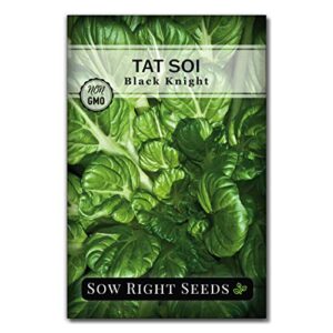 sow right seeds – black knight tat soi mustard greens seed for planting – tasty and nutritious asian greens to grow – non-gmo heirloom packet with instructions to plant a home vegetable garden