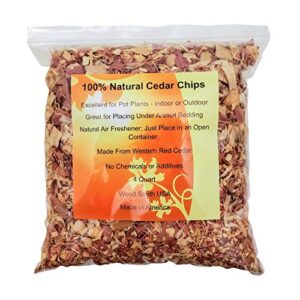 100% natural cedar shavings | mulch | great for outdoors or indoor potted plants | dog bedding (4 quart)