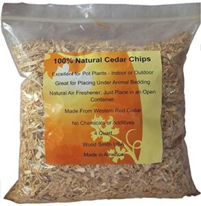 100% natural cedar chips | mulch | great for outdoors or indoor potted plants | dog bedding | pleasant earthy smell (4 quart)